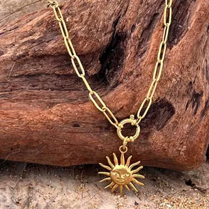 Gold Plated Paperclip Mariner Charm Holder Necklace stainless steel jewelry thumbnail 3