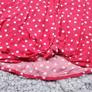 Abercrombie Tie Front Polka Dot Red White Cropped Shirt Top Short Sleeve Small thumbnail 3