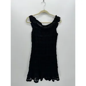 Max Studio Dress Womens Black Lace Whimsigoth Ruffle Dark‎ Fairy Grunge Size L thumbnail 2