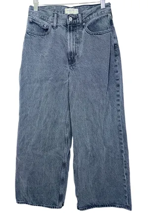 Abercrombie & Fitch The Wide Leg High Rise Black Denim Jeans Womens 26 S Short thumbnail 1