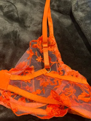 Neon Orange Lace Bra Size 34 C thumbnail 7