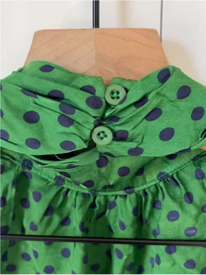 Anthropologie Maeve Polka Dot Silken Halter Tie Top in Green Dot thumbnail 6