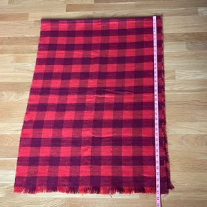 Sinsay Red Plaid Scarf Buffalo Check Fringe Winter Scarf One Size thumbnail 6