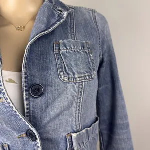 Abercrombie & Fitch Size Small‎ Blue Denim Jacket 3/4 Sleeves Button Up thumbnail 6