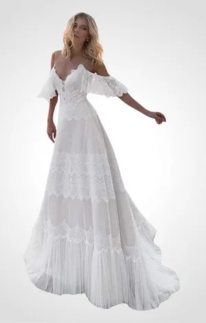 Sorayan Romantic White Lace Off-Shoulder Bridal Gown Medium - NWT thumbnail 1