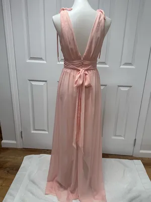 Lucy in the Sky Chiffon Slit Maxi Dress in Rose Blush- NEW Without Tag - Size S. thumbnail 2