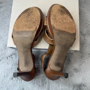 Classiques Entier Rialto Brown Woven‎ Leather Stiletto Sandals Womens 7.5M thumbnail 5