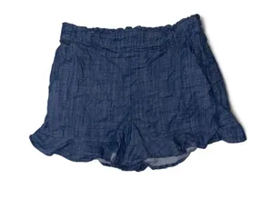 bp Navy Blue High-Waist Ruffle Hem Shorts thumbnail 1