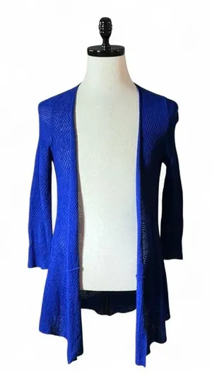 Ann Taylor Women's‎ Blue Knit Cardigan Open Front Size Coastal sustainable thumbnail 1