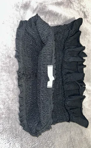 Free People Black Ruffled Strapless Top 100% Cotton thumbnail 7