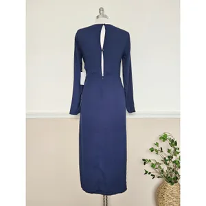 REFORMATION Maurita Danube Navy Blue Wrap Long Sleeve Dress Size 4 NEW thumbnail 7