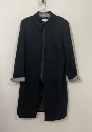 Dress Barn Wool Blend Open Trench Long Jacket Houndstooth Women’s 10 thumbnail 1