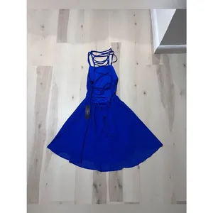 Lulus NWT Women Small Cobalt Royal Blue Strappy Lace Up Mini Dress Coquette Chic thumbnail 4
