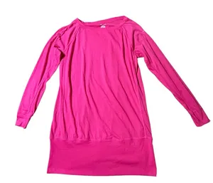 Nike Dri Fit Womens Regular Fit Hot Pink Running Long Sleeve Top Sz Large thumbnail 1