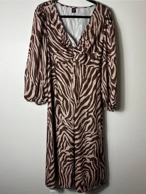SHEIN Curve Zebra Print Twist Front Dress Plus 0XL (12) thumbnail 2
