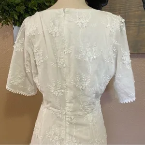 NWOT Lulus Morning in Mallorca White Cotton Eyelet Short Sleeve Mini Dress thumbnail 5