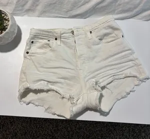 Levis White Button Up Shorts  thumbnail 1