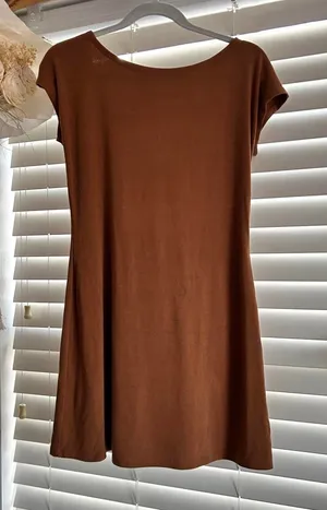 Free People Brown Open Back Bodycon Mini Dress basics Minimalist Size M thumbnail 1