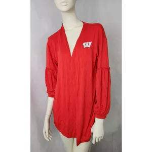 New Womens Red Wisconsin Badgers‎ Bubble Sleeve Cardigan Sweater Shirt MEDIUM thumbnail 14