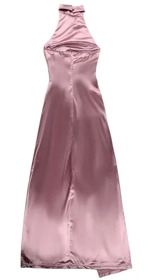 SheIn Halter Sleeveless V-Neck Slit Maxi Dress in Pink, Size S​​​ thumbnail 1