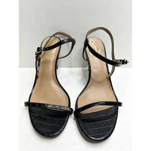 Sam Edelman‎ Sandals Womens Size 9 Black Croc Embossed Faux Leather Dara Heels thumbnail 5