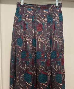 Vintage 1980s/1990s Prophecy By Dark Purple Midi Maxi Floral Skirt M thumbnail 1