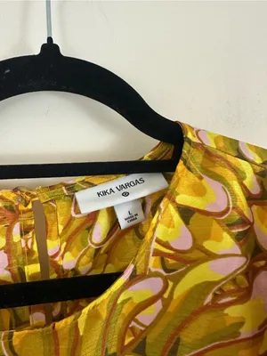 Kika Vargas for Target Mum Floral Puff Sleeve Yellow Mini Dress Size Large thumbnail 4