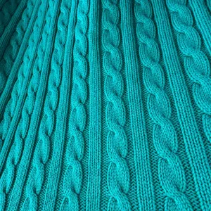 Lands' End Womens XL Teal Green 100% Cotton Cable Knit Shoulder Button Sweater thumbnail 3