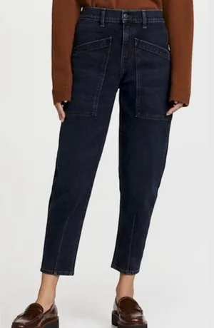 Veronica Beard Charlie Barrel Leg High Rise Jean in Dark Ink thumbnail 1