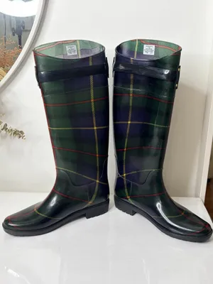 Lauren Ralph Lauren Plaid Tall Rain Boots Womens Sz 8 B Equestrian Preppy Riding thumbnail 6