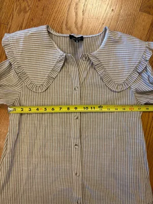 Heyson Dôen Inspired Stripe Babydoll Mini Dress Cottagecore Praire Collared |M thumbnail 5
