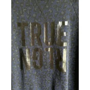 True Religion Navy Leopard Graphic Print Logo Crewneck‎ Sweatshirt L Pima Cotton thumbnail 4