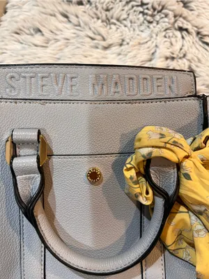 Steve Madden Grey Satchel with Yellow Scarf Accent thumbnail 9