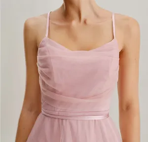 Rihoas Pink Mesh Flowy Slip Midi Dress thumbnail 2