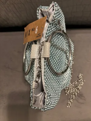 Mix No. 6 Pale Blue Beaded Ring-Handle Wristlet thumbnail 3