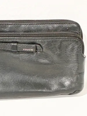 Vintage Coach Leather Signature Black Clutch Wristlet thumbnail 2