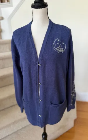 Hot Topic Court of Thorns Blue Embroidered Celestial Star Rhinestone Long Sleeve Cardigan thumbnail 1
