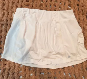 Athleta White Running Skort Medium Built In Shorts Zip Pocket thumbnail 1