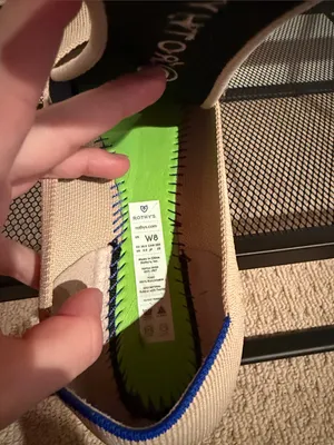 Rothy’s Knit Ballet Flats in Beige with Blue Trim thumbnail 4