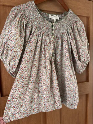 The GREAT. The Honey Top in Cream Mini WildFlower Print Women’s size 1 Small thumbnail 9