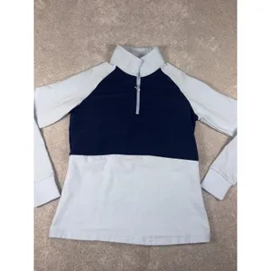 FootJoy Women's Cozy Hybrid Mid-Layer Quarter-Zip pullover‎ Navy/sky Small thumbnail 2