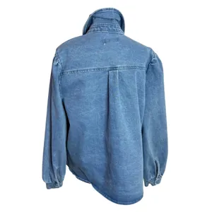 Coastal Cowgirl Western Puff Sleeve‎ Denim Shirt Jacket Womens XL BOHO Shacket thumbnail 3