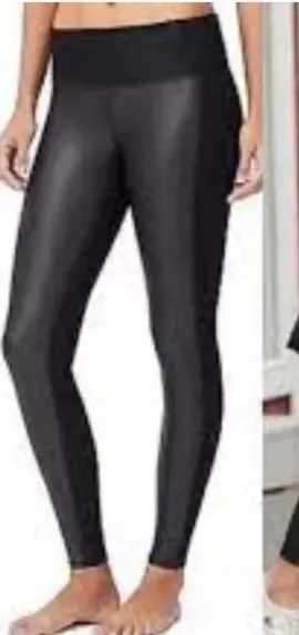 Athleta‎ High Rise Gleam Faux Leather Front Tights Sz S thumbnail 1