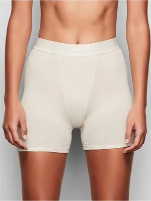 SKIMS Cotton Rib Boxer Shorts Bone Ivory thumbnail 1