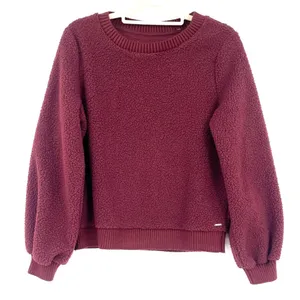 Abercrombie & Fitch Sherpa Womens Top Sz M Cozy Preppy Burgundy Athleisure Soft thumbnail 1