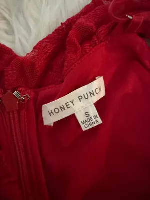 Honey Punch Red Lace Mini Dress thumbnail 4