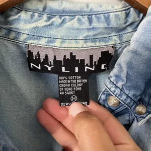 NY Line Vintage 1990's Blue Denim 100% Cotton Tank Top Collar Women Size Medium thumbnail 7