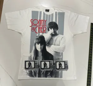 Sonny & Cher T Shirt Large CHER All Over Print Retro 60s Music TV Graphic Tee thumbnail 1