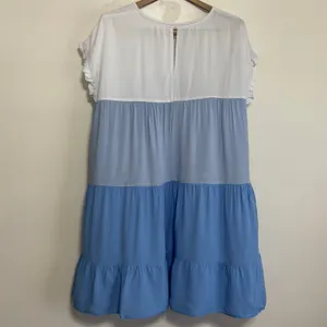 SHEIN Blue White Color Block Dress Size 14 XXL Ruffle Hem thumbnail 3