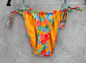 Xhilaration Orange Floral String Ties Bikini‎ Bottom Swimwear Small thumbnail 1
